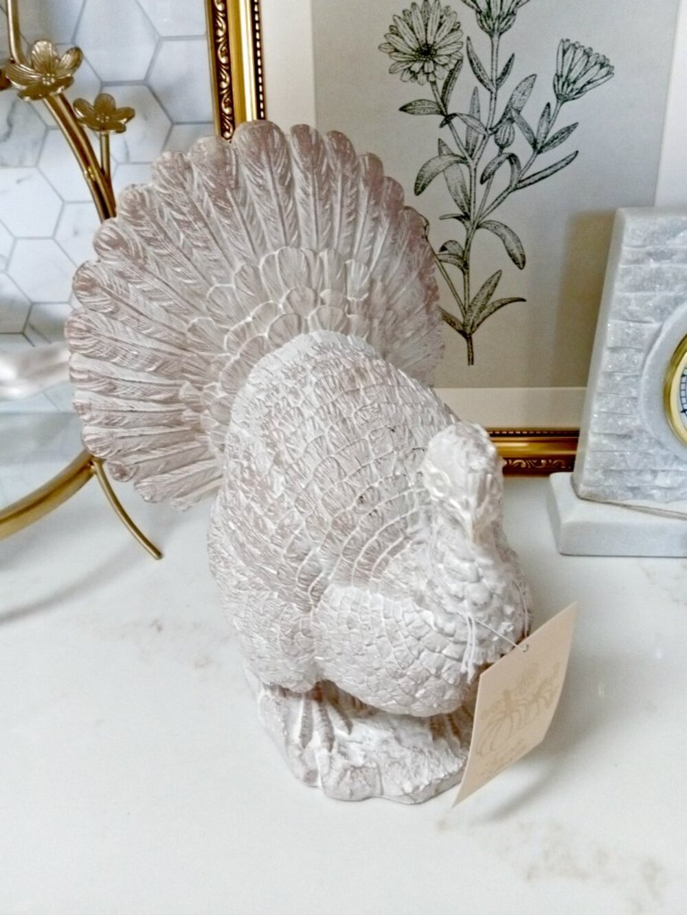 NEW! SHABBY CHIC WHITEWASH TURKEY DECOR